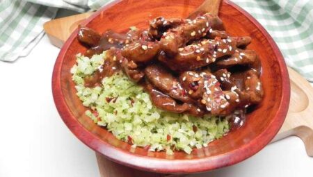 Beef and Riced Broccoli Bowl