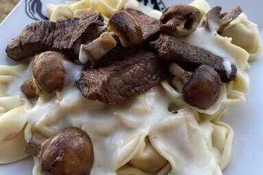 Steak and Mushroom Tortellini Alfredo