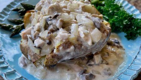 Chicken Stroganoff-Stuffed Baked Potatoes