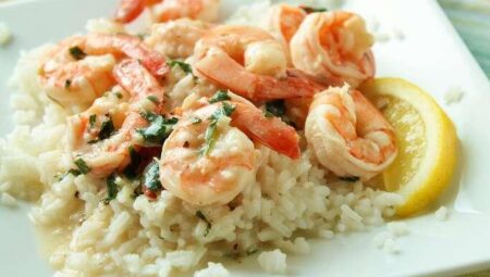 Lemony Shrimp over Brown Rice