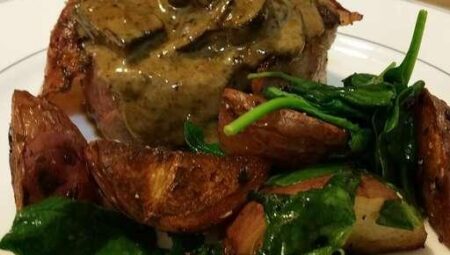 Crab-Stuffed Filet Mignon with Whiskey Peppercorn Sauce