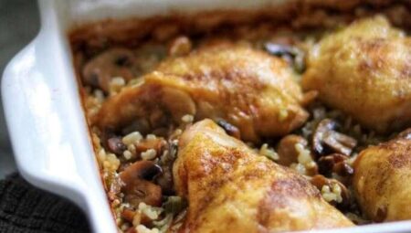 Baked Chicken Thighs With Mushroom Brown Rice